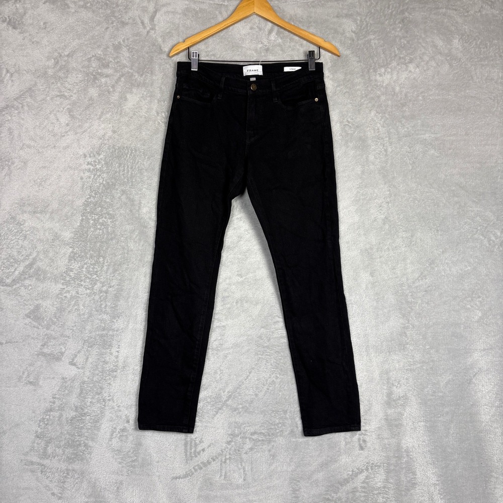 Frame Le Garcon Slim Boyfriend Jeans Noir Black Size 27 Mid Rise Denim Relaxed